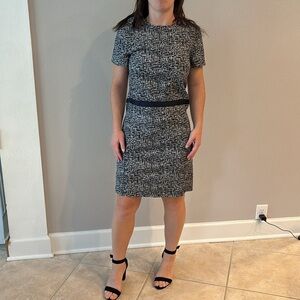 GAP Blue and White Sheath Midi Dress for Work